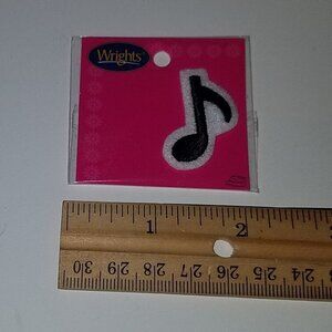 NEW Wrights Music Note Iron-On Patch Small 1.25" Eighth Note Black White